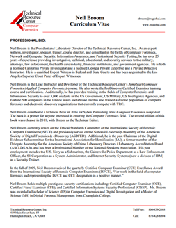 CV for Neil Broom Expert Witness in Computer Forensics Investigations in Cincinnati